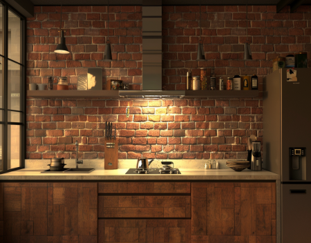 How can I remove faux brick from a kitchen wall?